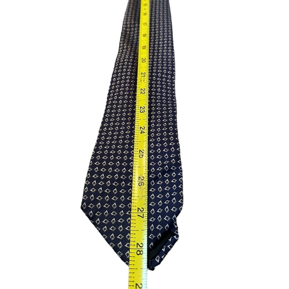 Lanvin  Paris Blue Gray Diamond Print Silk Tie Width 3inches - Picture 7 of 7